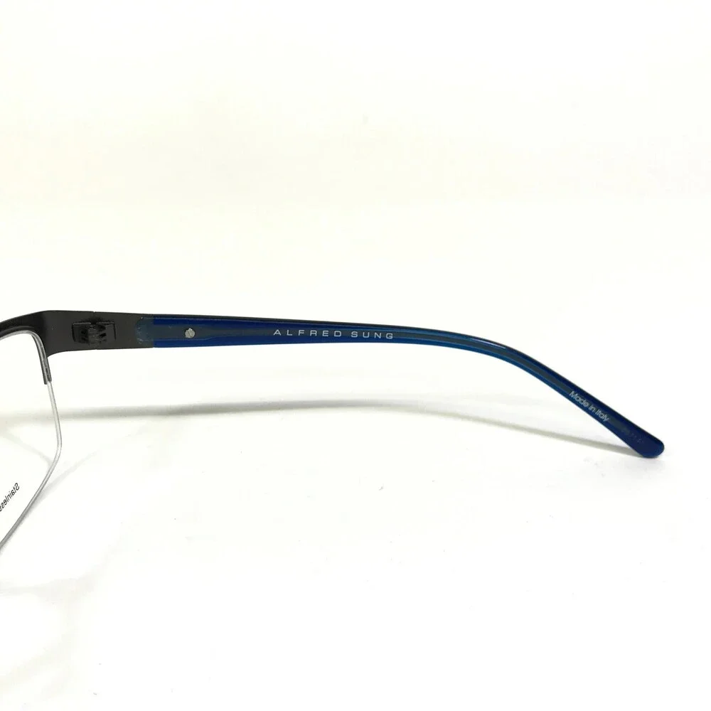 Alfred Sung Eyeglasses Frames AS5112 GUN CEN Rectangular Half Rim 55-19-140